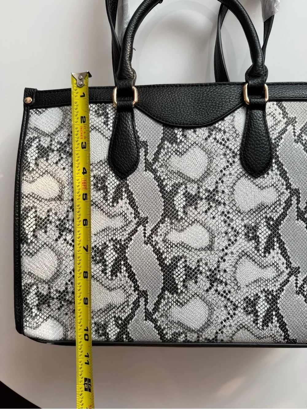 Black & White Snake-Print Tote Bag